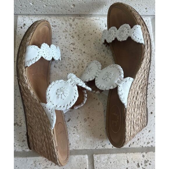 Jack Rogers Shelby White Leather Wedge Espadrille Slip On Sandals Size 8… - Picture 9 of 14